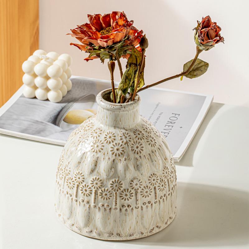 Retro Dandelion Closed Vase Housewarming Decoration Ceramic Ornament Living Room Model Room Flower Device