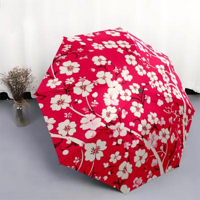 0106 Cherry Blossoms Pattern, Automatic Folding Umbrella, Portable and Foldable Design, 8 Ribs, a Christmas or Birthday Gift.