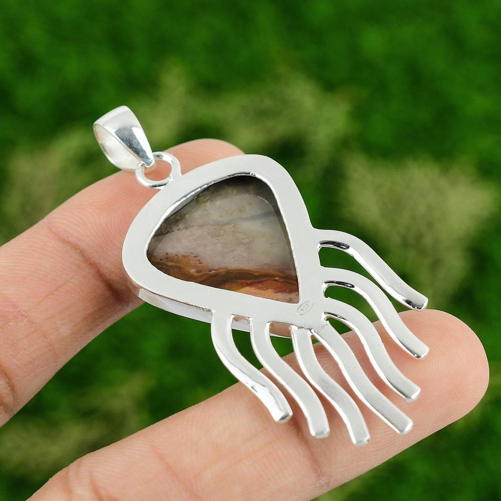 Daughters Day Sale Natural Polychrome Jasper New Pendant Jewelry Sterling Silver