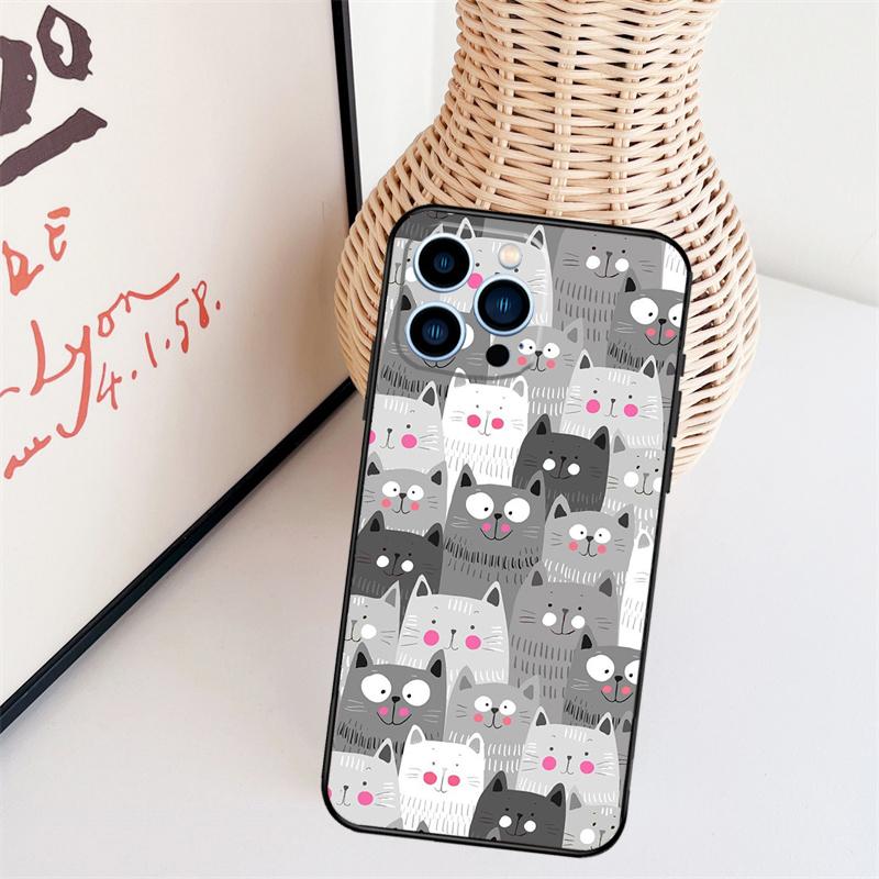 Funny Cat Collage Phone Case For iPhone 17 Pro Max 14 13 12 11 15 16 Pro Max Mini 15 16 Plus 16e Back Cover