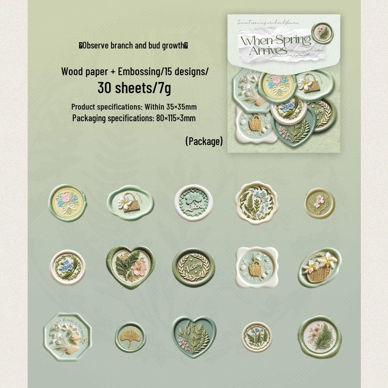 

Spring Arrival Retro Journaling Stickers: Ketchup-Style Faux Wax Seals for DIY Collage