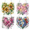 4Pcs Flower 2D Flat DIY Diamond Art Pendant Acrylic Hanging Gem Art Paintings Charm for Adults Gift Home Wall Or Window Decor