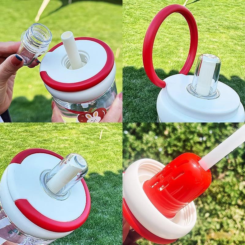 Water bottle cartoon children's plastic water cup girls high value out portable ton ton cup summer cute accompanying straw cup