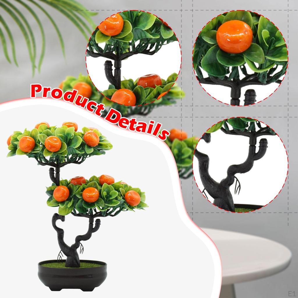 Artificial Fruit Tree Bonsai Faux Pot Lightweight Tabletop Ornament for Kitchen Room