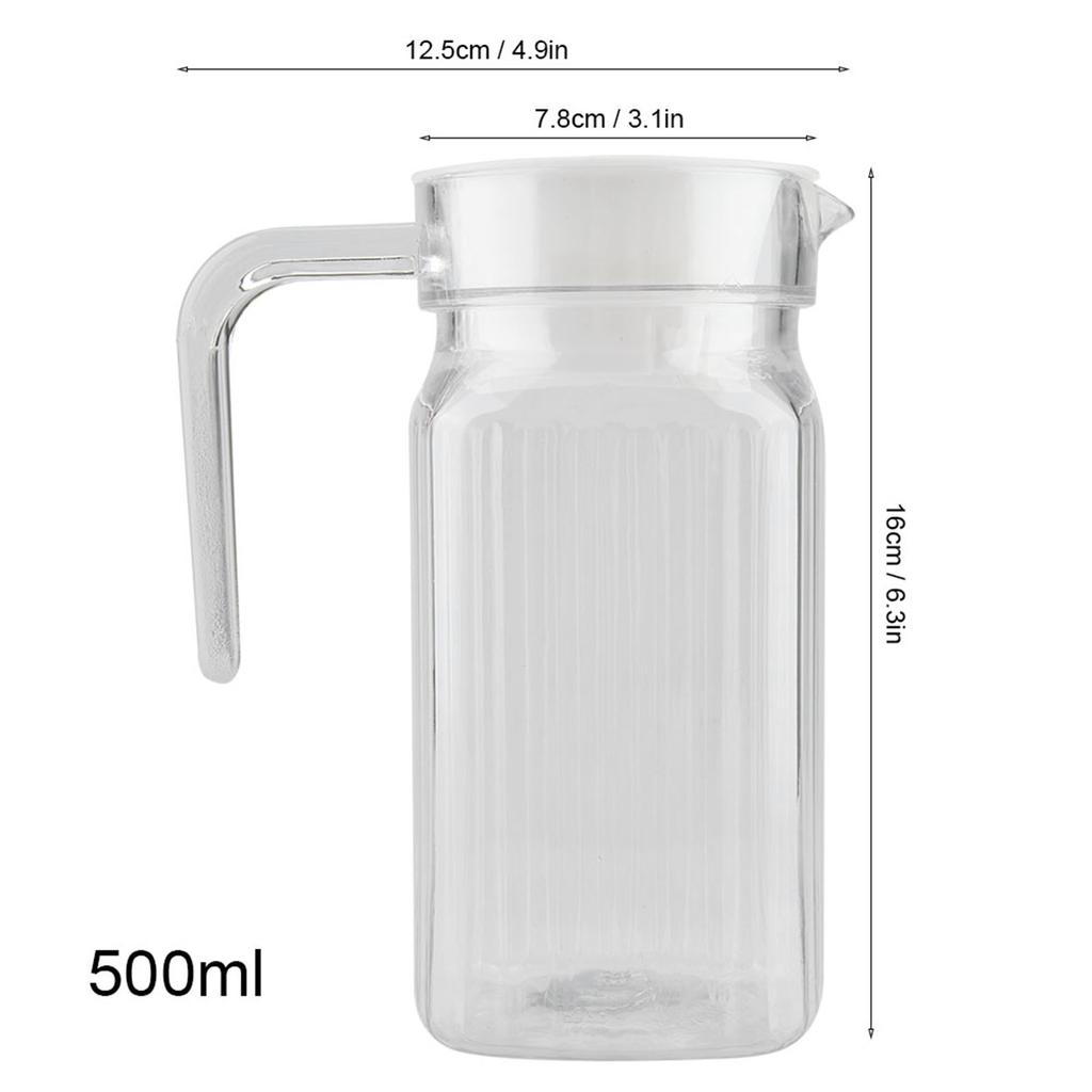 500ml Acryl Transparente Saftflasche Gestreifter Wasser-Eiskalter Saftkrug mit Deckel für Bar Zuhause