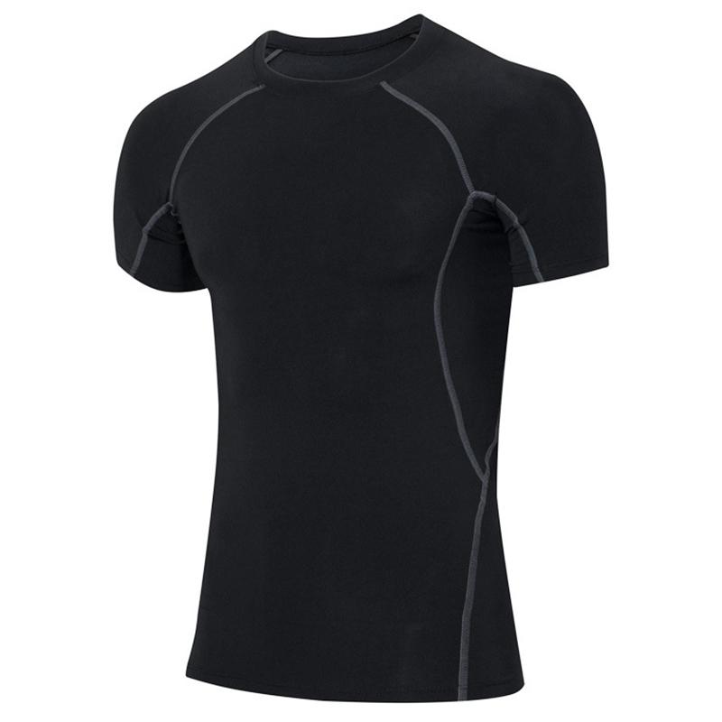 IELGY Fitness Quick-drying Running Stretch Multi-color Optional Black Tight Training Short-sleeved T-shirt Men
