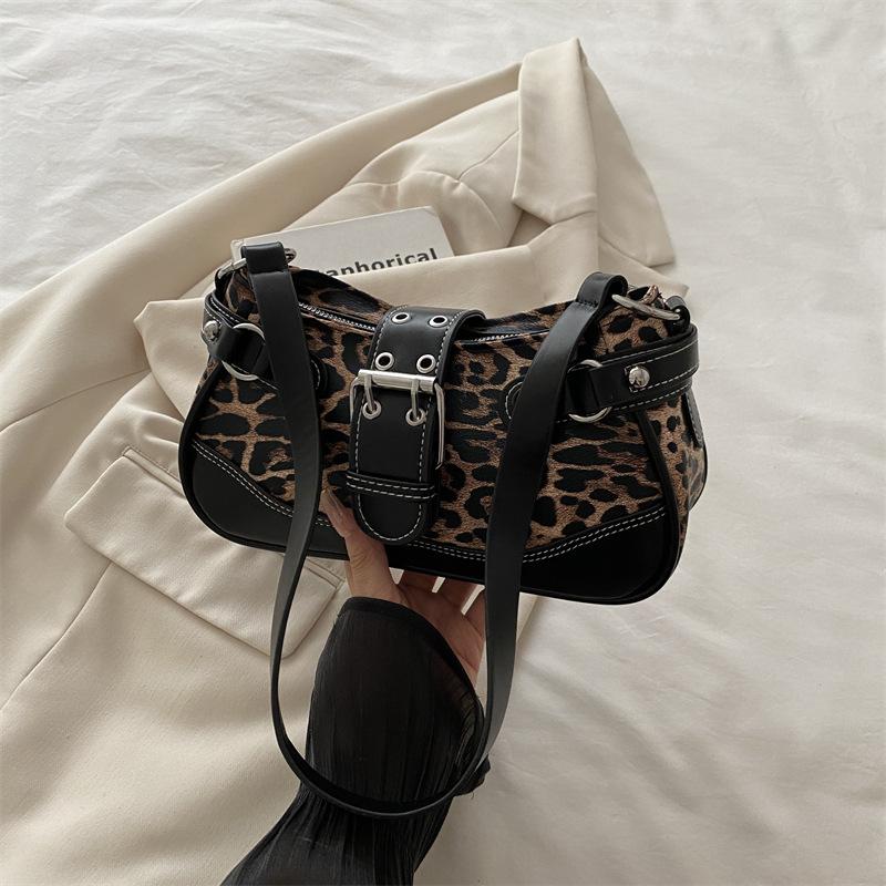 

Textured Spice Girl Style Leopard Print Underarm Bag Women s New Fashion Handbag Versatile Shoulder Crossbody Bag Women s Bag