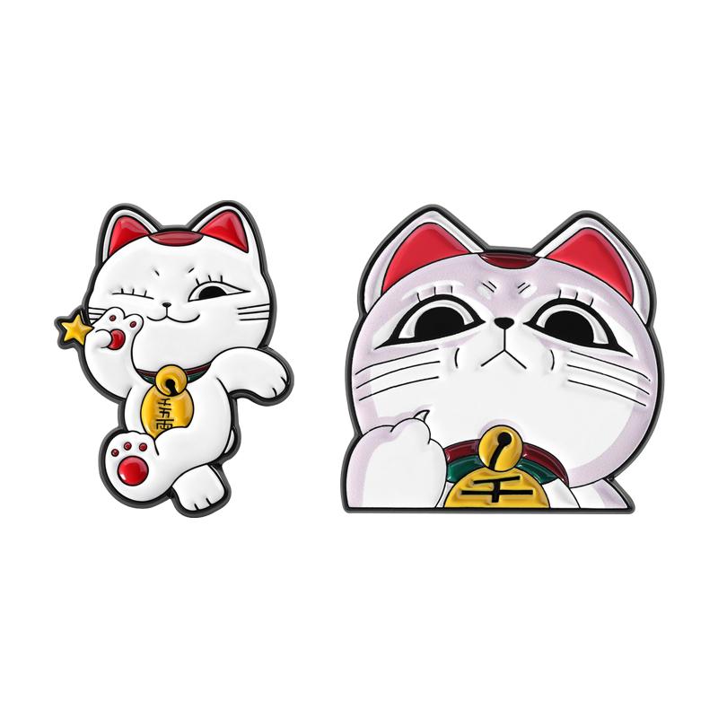 Xiaomi 1-5PCS Turbo Granny Cat Spying Brooch Enamel Pin Cartoon Anime Lucky Cat Running Middle Finger Brooches Lapel Badge Jewelry Gift
