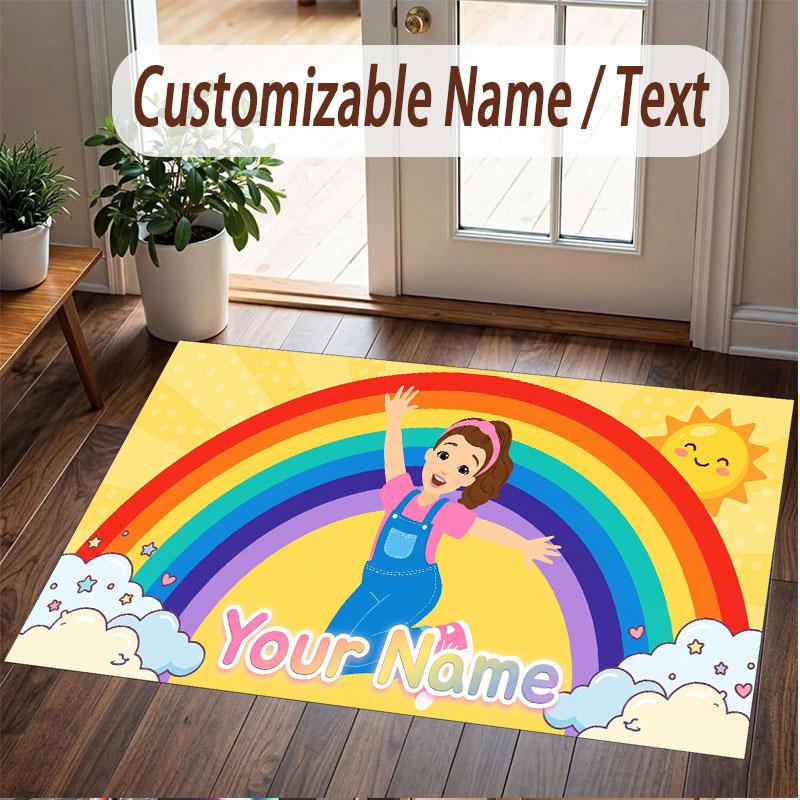 Custom Name Text Crystal Velvet Rug,ms rachel Soft Plush Decorative Non Slip Floor Carpet