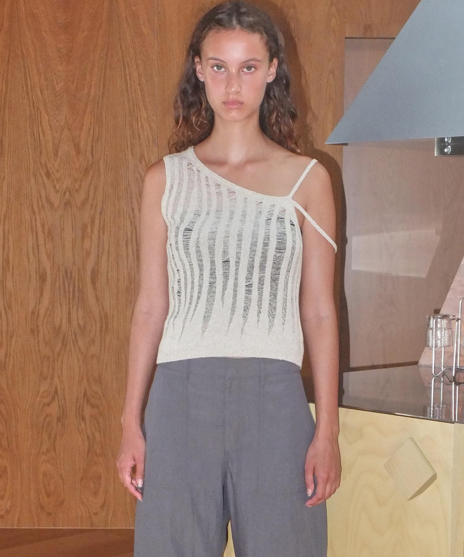 Enor Layered Tank Knit Top - Beige Beige/S