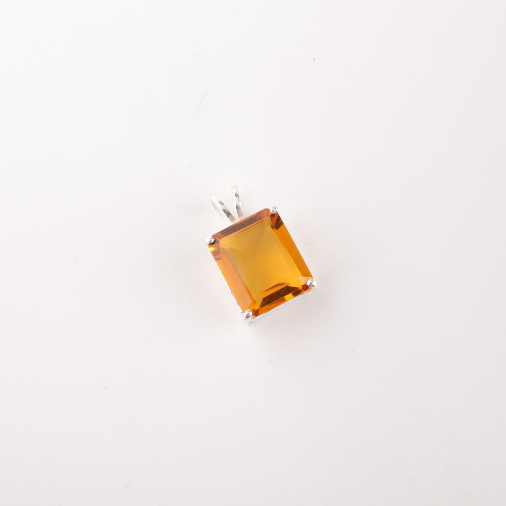 925 Sterling Silver Citrine Gemstone Jewelry Partywear Pendant 0.69" For Women PP-58-5