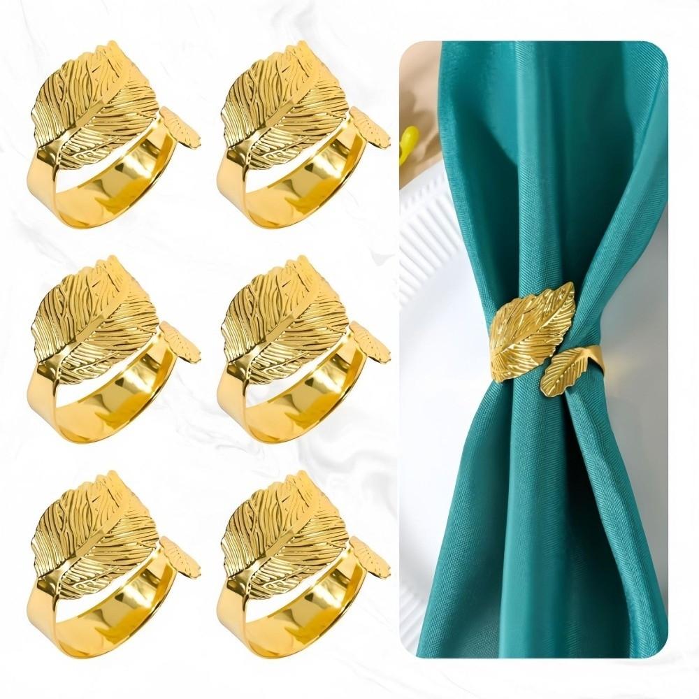 Metal Napkin Ring Buckles Gold Leaf Dinning Table Decoration  for Wedding Birthday Party