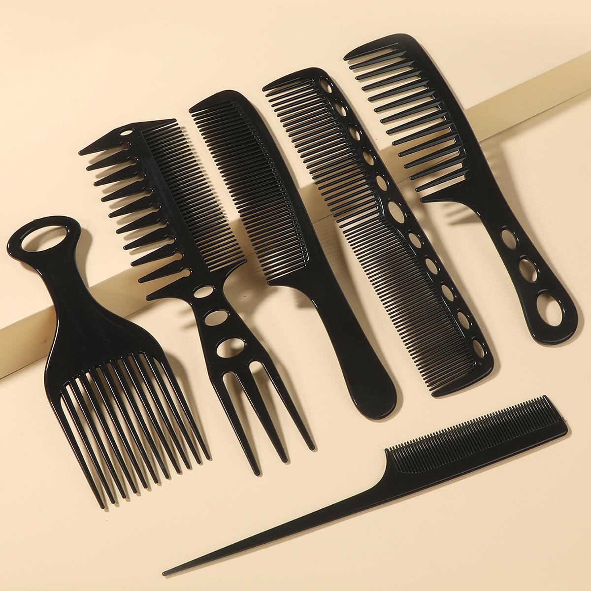 

6-Piece Black Flat Comb Set, Versatile Styling & Grooming Brushes for Makeup & Hair Care, Ideal for Home & Travel Use