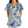 Women Short Sleeve V Neck T Shirt Floral Print Casual Loose Fit Lightweight Blouse for Everyday Wear and Activities