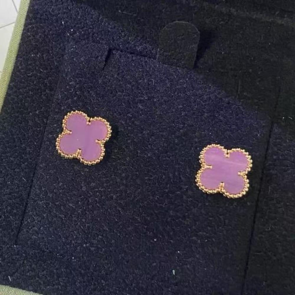 High-End Klassische Vierblattklee-Ohrringe für Damen, Roter Chalcedon High-End Damenohrringe