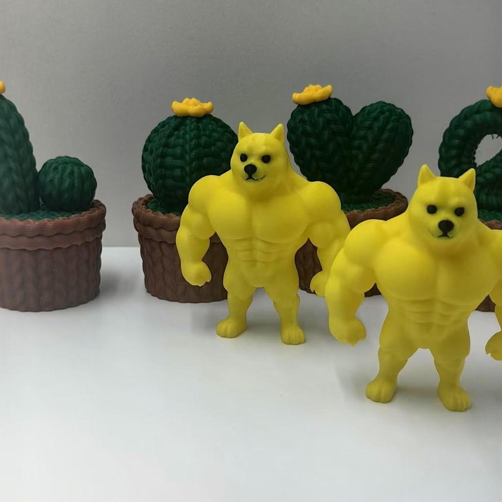 Muscle Dog Statue 3D Printed, Creative Native Dog Bodybuilder Figurine for Home Entrance Desk Decor, Novelty Crafts Artwork