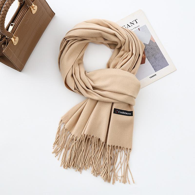 Cotton Solid Color Scarf for Women Winter Warm Wool Cashmere Scarf Autumn and Winter Women's Shawl Scarf Korean Style Atmosphere