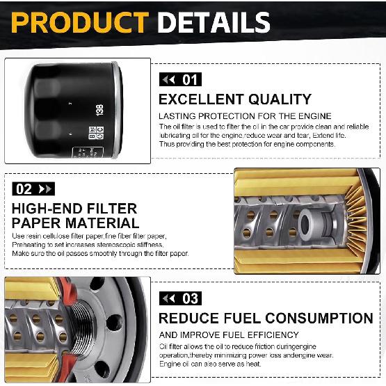 138 Oil Filter Replacement For Arctic Cat 400 500 450 550 650 700 350, Aprilia RSV4 1000, Suzuki 600 750 Eiger 400 Kymco MXU UXV 450I, Burgman 650