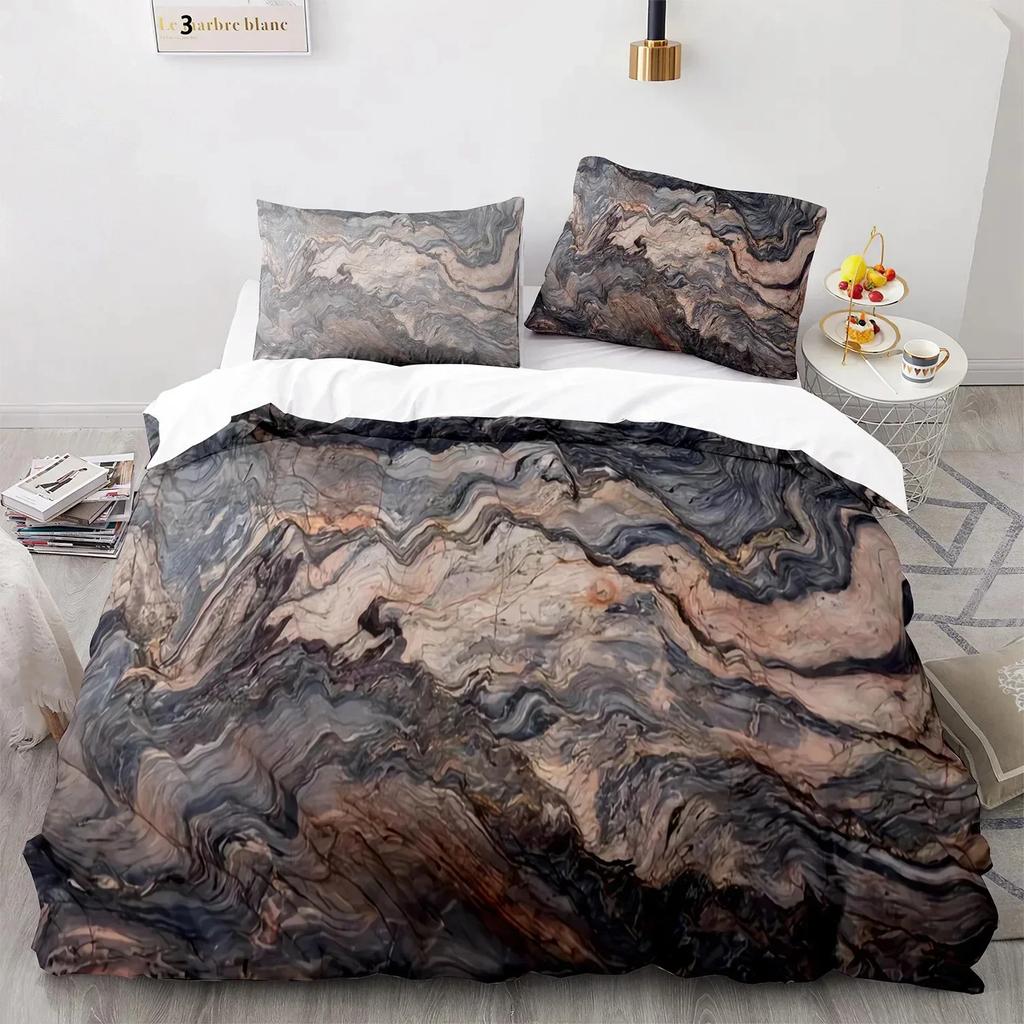 White Gold Abstract Marble Texture Beding Set 3D Printed Suitable for Bedrom Soft with Soft Fabric Duvet Cover Set With Pilowcases Home Textile