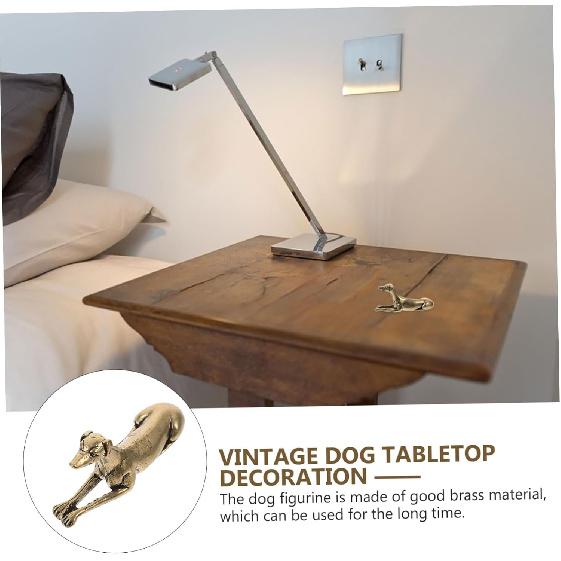 BESPORTBLE Brass Dog Solid Brass Dog Figurines Simulation Metal Dog Miniature Dog Figurines Mini Statue for Home Office Bookshelf Decor