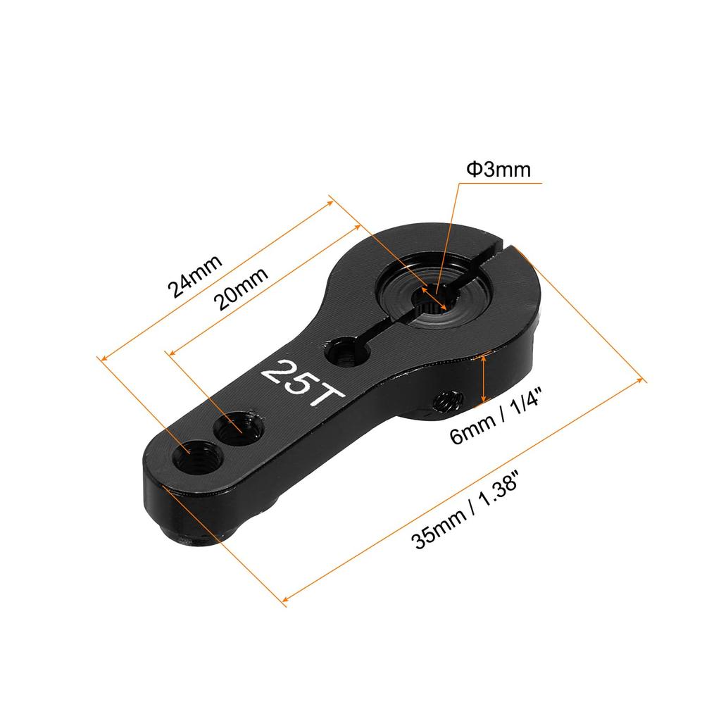 uxcell 5pcs Aluminum Servo Horn 25T Steering Arm 35mm Long Black DIY RC CarBoatAirplane Boat Model Accessories with 2 Screws