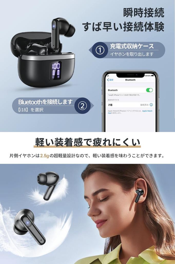 Cutting-edge Bluetooth 5.4 Earbuds, Wireless Bluetooth Earphones [New for 2025] LED Display, Wireless Type-C Fast Charging, Built-in Microphone,