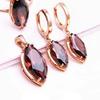 Purple Gold Inlaid Pointed Smoke Zircon Earrings Simple Temperament Rose Gold Plated Earrings