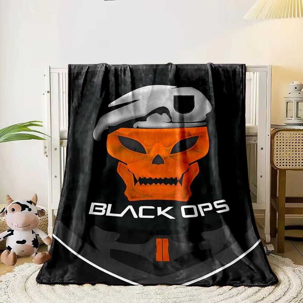 Black Ops Skull Logo Design Blanket Flannel Blanket for Bedroom, Living Room, Sofa, and Nap Sofas.