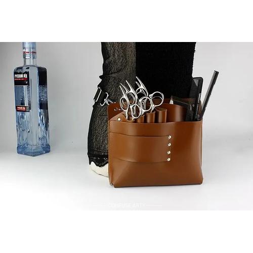 Professional Barber Scissors Holder & Clipper Organizer Waist Bag, Hairstylist Tool Pouch with Large Capacity, Black Camel