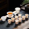 High-value set of ceramic ice suet jade porcelain kung fu tea set for home use, high-end business gifts