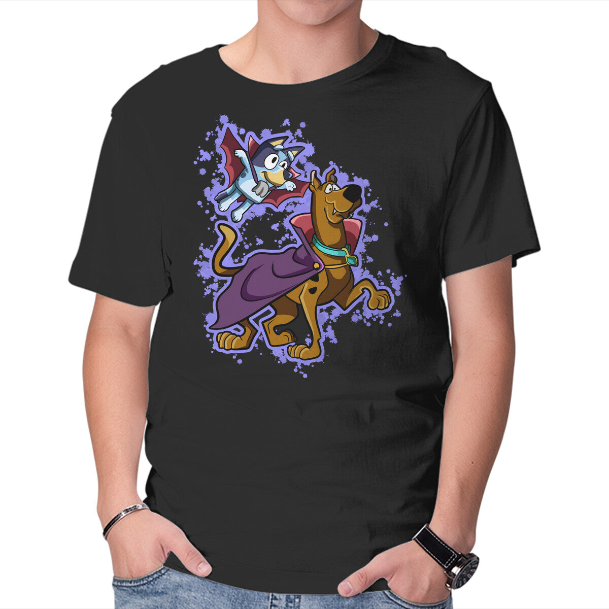 Unisex Crew Neck T-Shirt Vampire Dogs Graphic Short Sleeve Casual Tee XXXXL