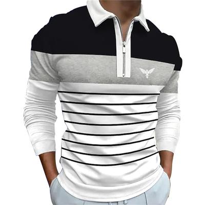 Männer Mode Frühling Herbst Casual Langarm Zipper Polo Shirt, Männer Zauber Farbe Golf Polo Shirt Tops.