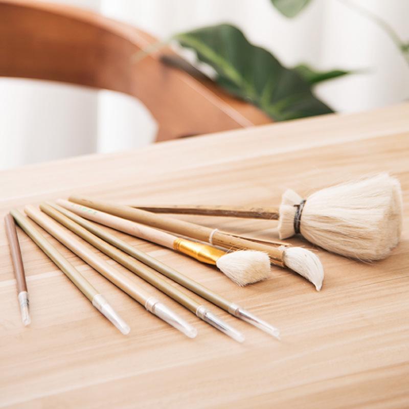 8-Piece Pottery Brush & Pen Set for Ceramic Painting, Linework, Dust Sweeping, Water Application & Clay Techniques.