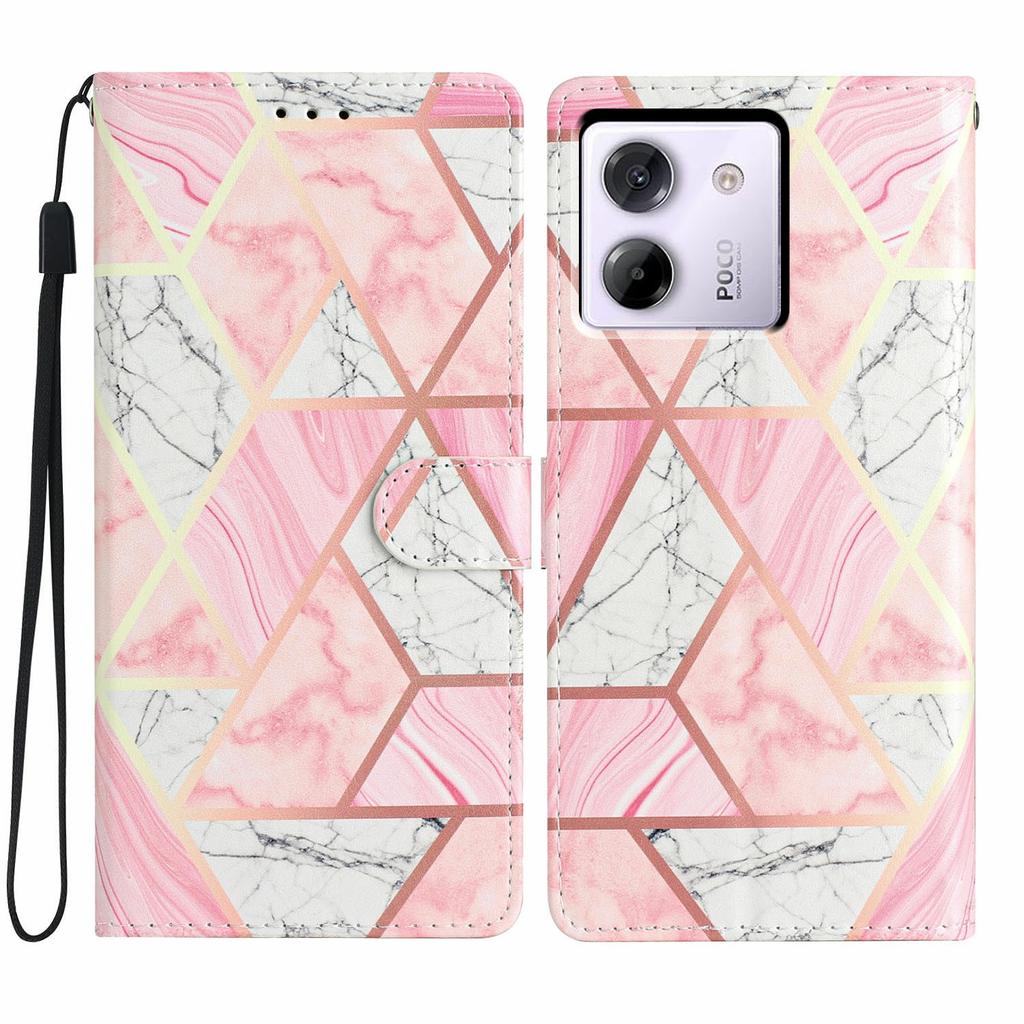 Für Xiaomi Poco M7 Pro 5G Brieftasche Hülle PU Leder Musterdruck Ständer Handyhülle mit Riemen