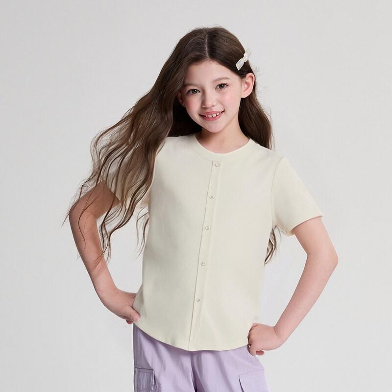 Deesha Girls' Ribbed Knit Short Sleeve T-Shirt