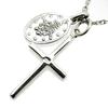 Silver One Sterling Silver 925 Miraculous Medal Virgin Mary & Cross Necklace Pendant Set with Chain for Men, C1 [50cm Length]
