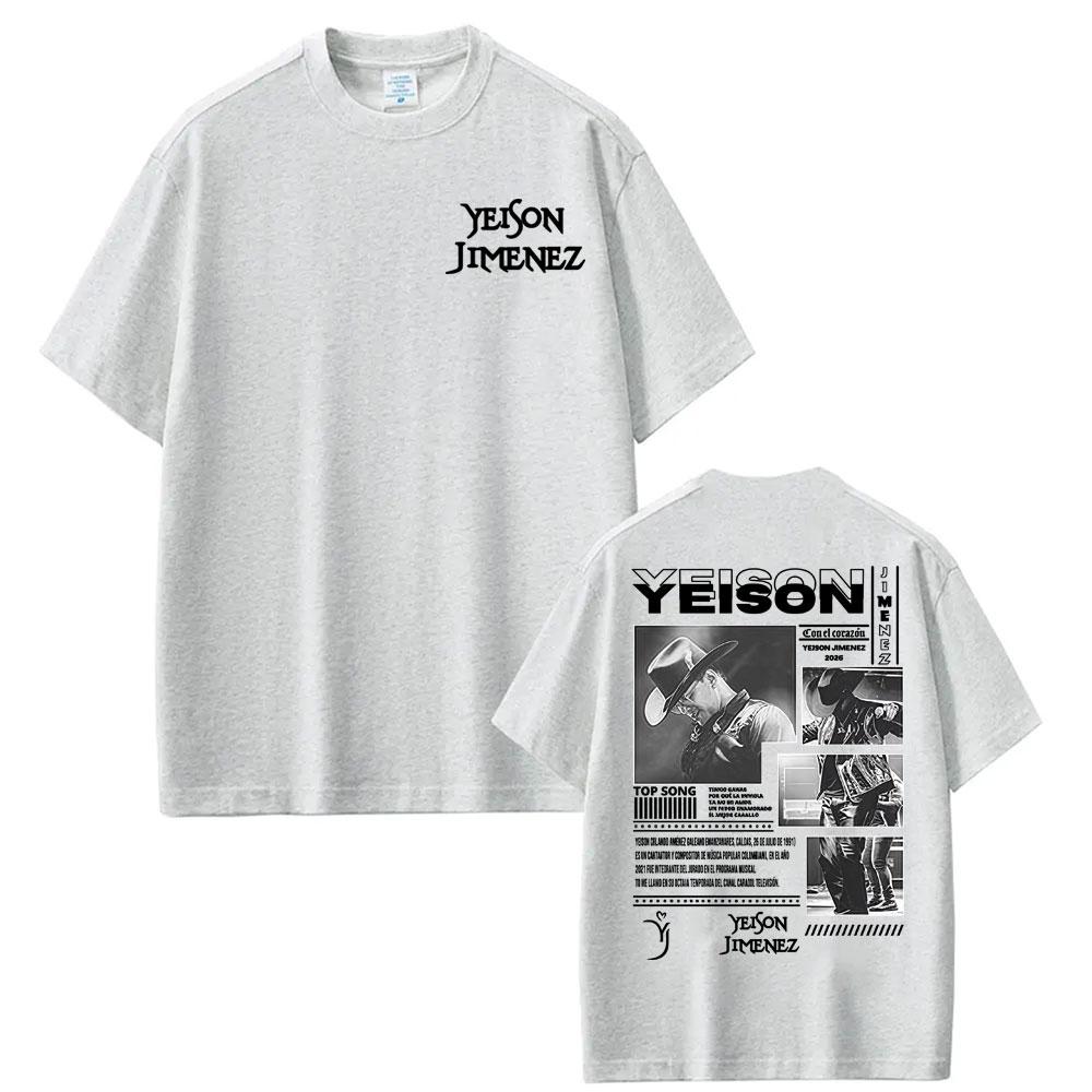 Singer Yeison JiUnisexez Album 2026 Tour Print T Shirts Unisex Women Fashion Hip Hop Gothic Tshirt High Quality Casual Cotton T Shirt