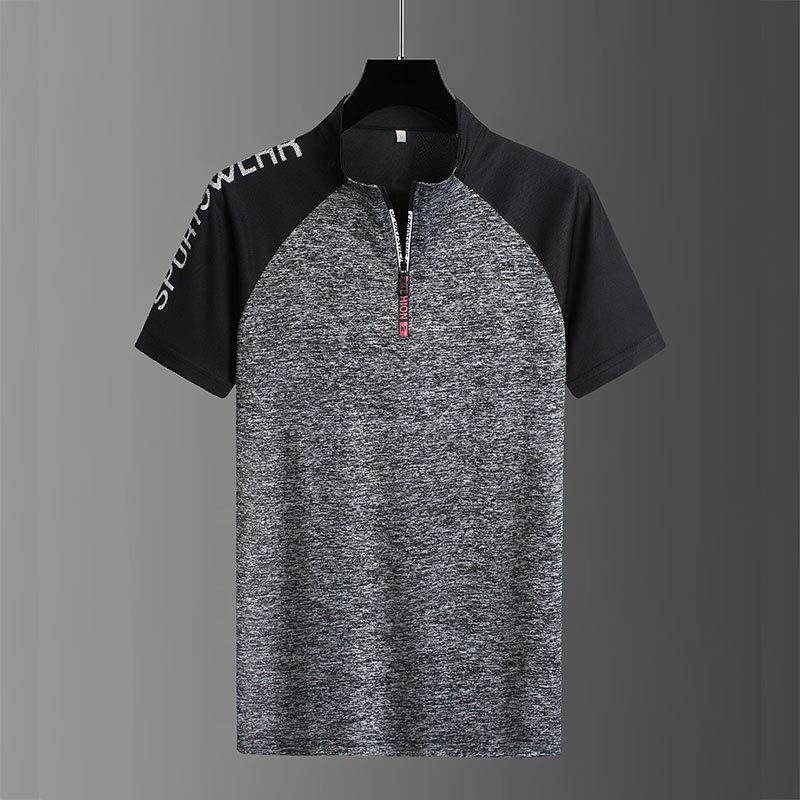 

Чоловіча футболка з коротким рукавом, швидковисихаюча, для захисту від сонця, з коміром-стійкою, літня, вологовідвідна, дихаюча, спортивний одяг для альпінізму 7XL