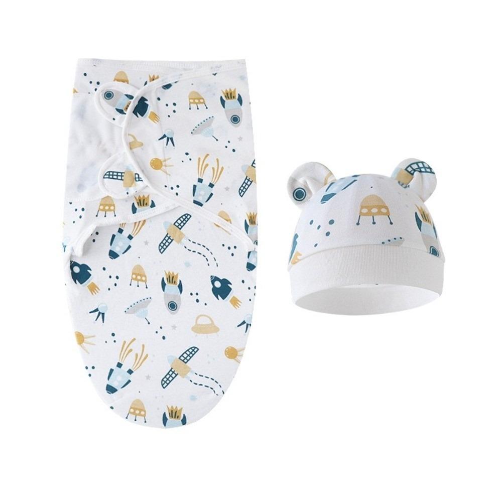 Cartoon Blanket Hat Set Cotton Infant Swaddle Blanket Newborn Photography Blanket  Infant Care
