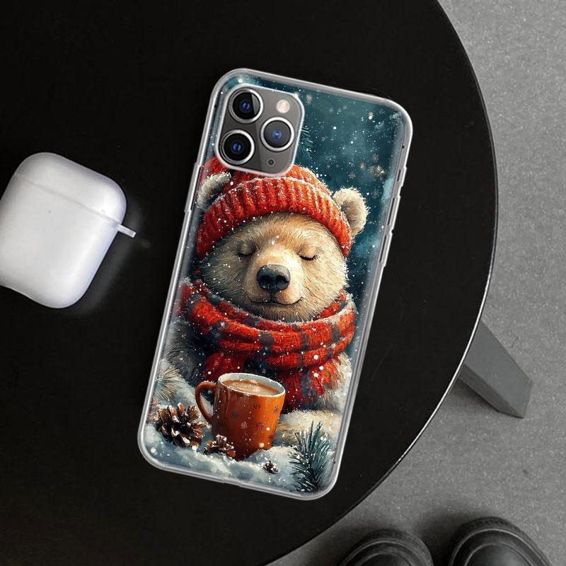 

Animal Brown Cute Bear Phone Case Cover for iPhone 11 12 13 Mini 14 15 Plus 16 Pro Max 17 Air 7 8 + SE Art Customized Fundas 11 iPhone 15 Pro