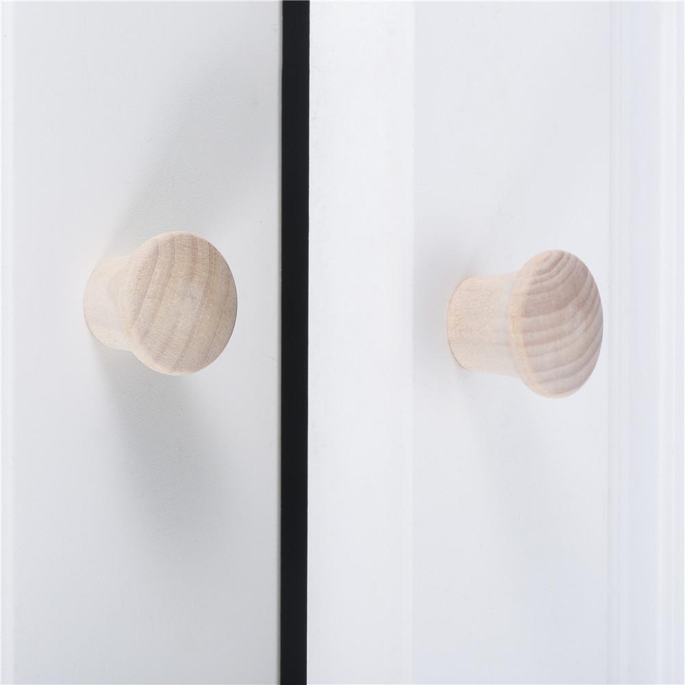 10pcs Mini Wood Knobs w/screw 23*20mm 0.91" Round Pull Single Hole Handle Unpainted Wooden Red White Decor Cabinet Drawer Chest