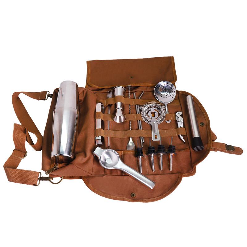 

Professional 17-Piece Bartender Kit with Boston Shaker and Cloth Bag