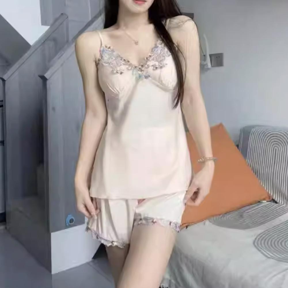 Set Pigiama Sexy da Donna 5 Pezzi Morbido Seta Ghiacciata Manica Lunga Accappatoio Set Accappatoio Taglie Forti Loungewear Pigiami