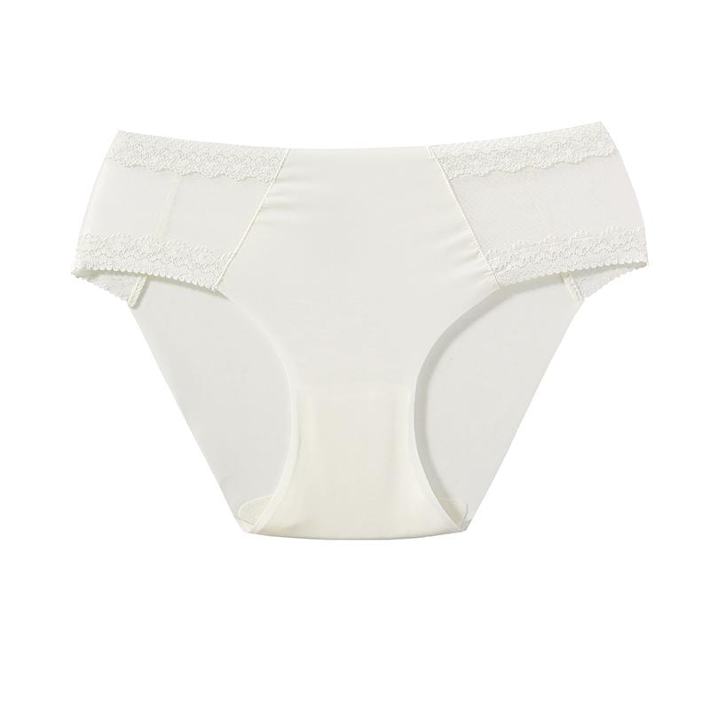 Женские Сексуальные Низкопосадочные Трусики Сетчатые и Кружевные Сшитые Трусики Однотонные Бесшовные Дышащие Трусики M белый