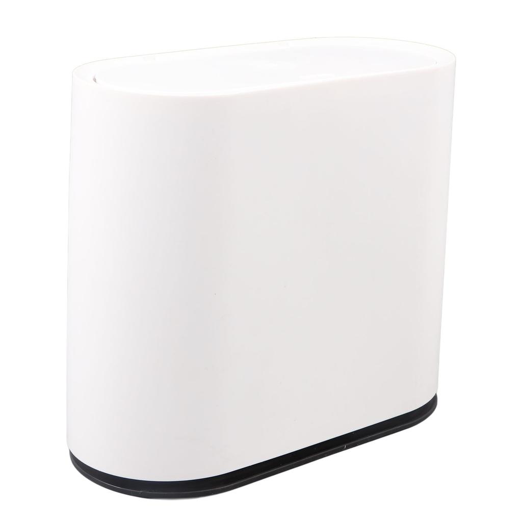 Plastic Trash Can with Press Type Lid Big White Garbage Container Bin for Bathroom Bedroom Kitchen Office