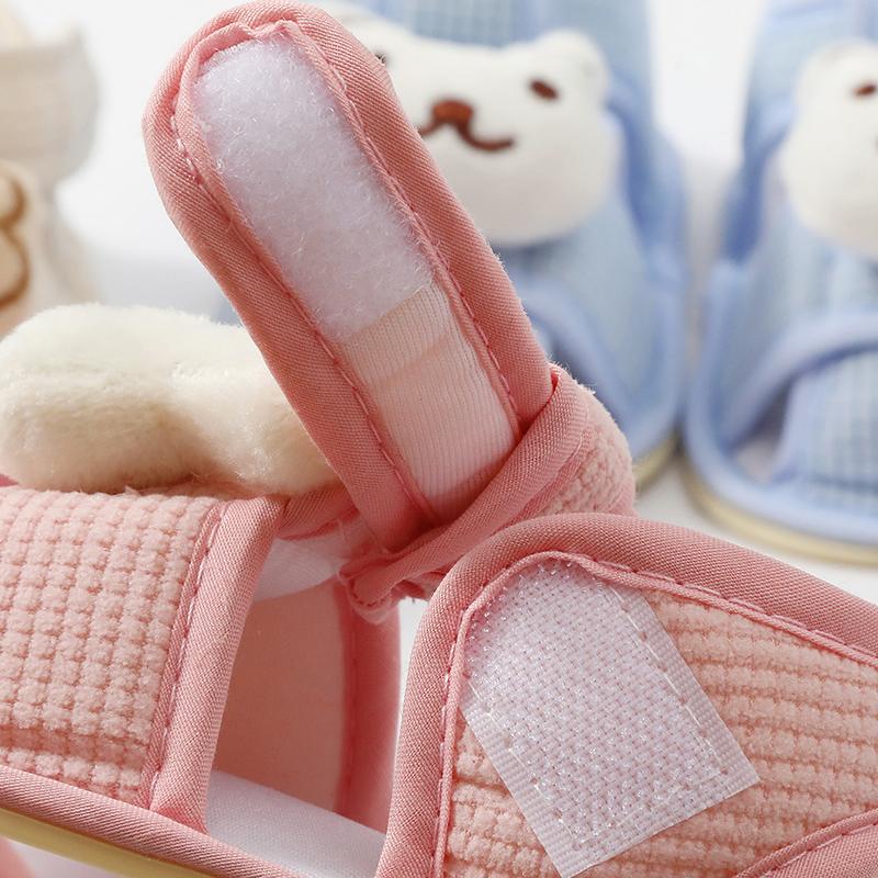 Sandales plates en coton antidérapantes pour bébé, premières chaussures de marche