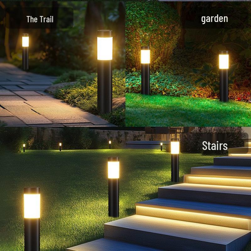 Solar Stainless Steel 3-LED Modern Waterproof Outdoor Garden Lamp