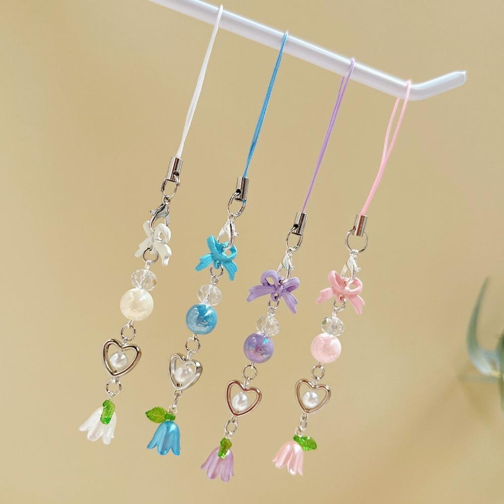 Bow Bead Phone Chain Anti-loss Cell Phone Strap Mobile Accessories Mobile Phone Lanyard  Woman Girl