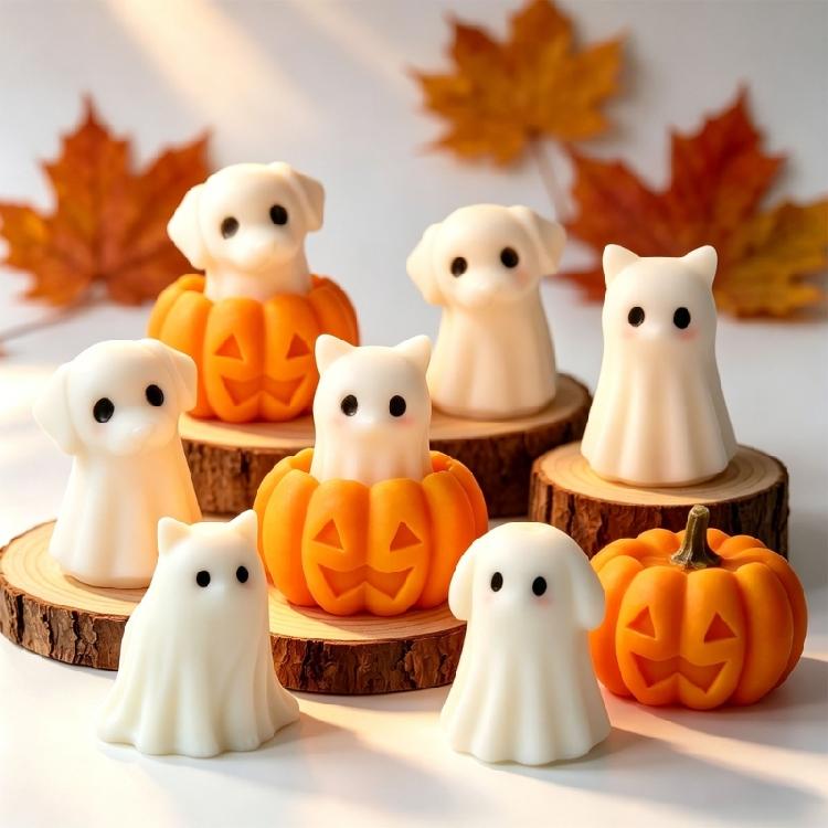 Easy Releases Silicone Mould for Halloweens Candle Pumpkin Specters Designs Crafting Supplies