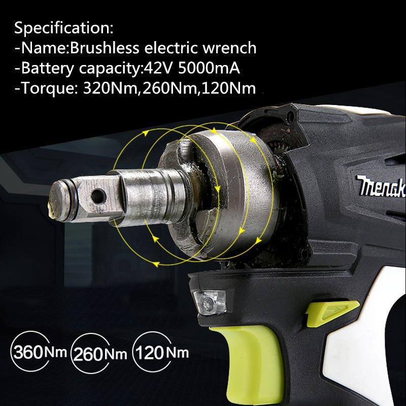 Brushless High Torque Impact Wrench Kit 320Nm,260Nm,120Nm Torque To Choose 42V
